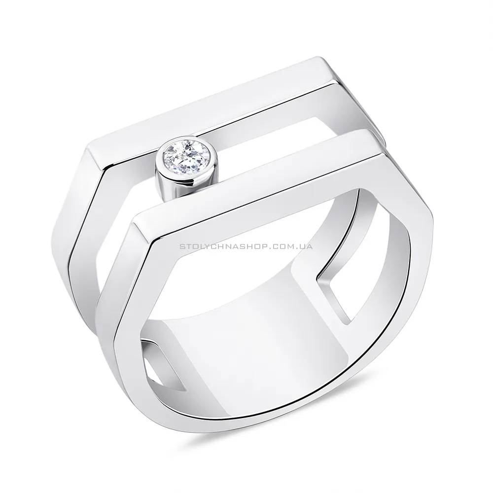 Двойное кольцо из серебра с фианитом  (арт. 7501/5405)