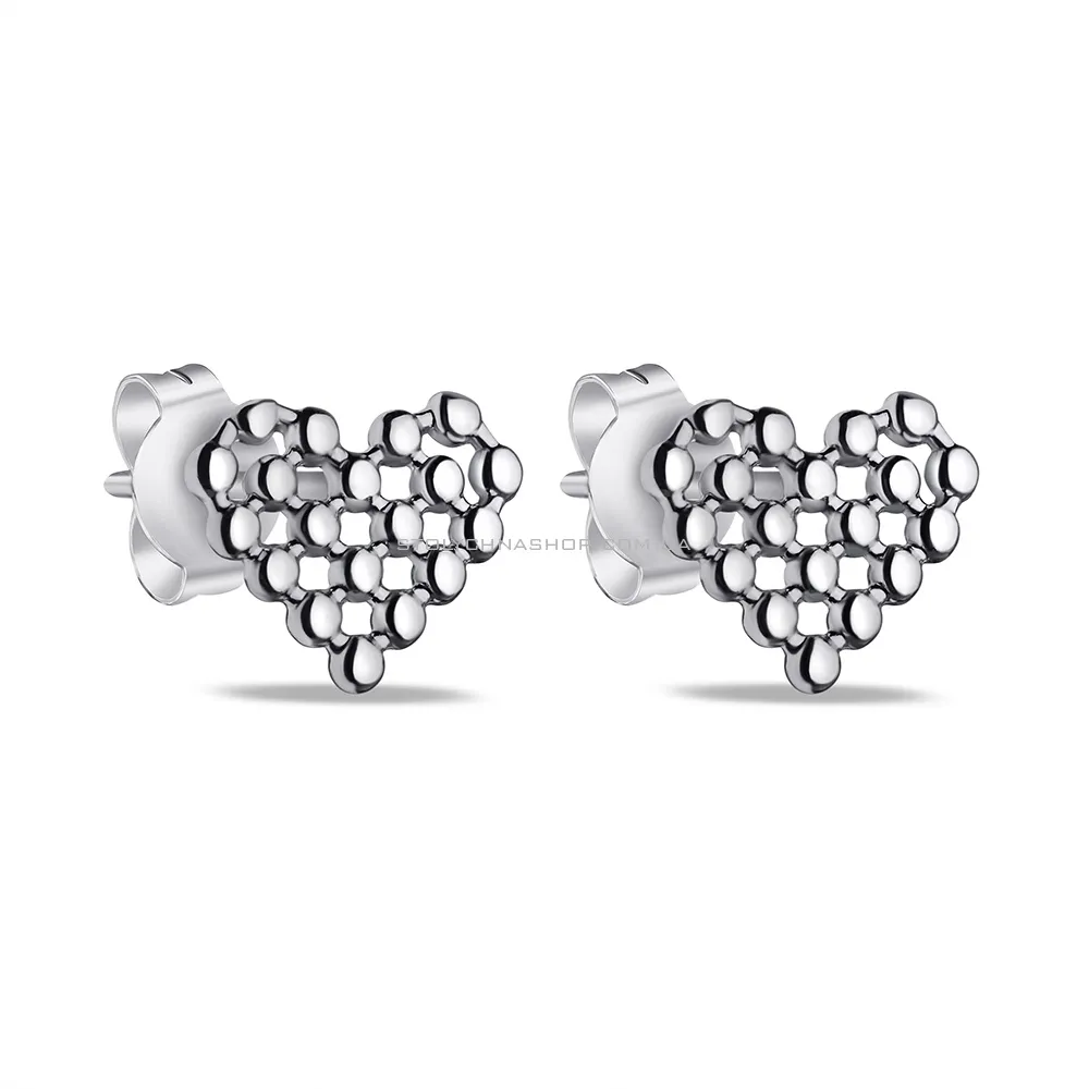 Сережки Сердечка зі срібла без каменів (арт. 7518/6879) - цена