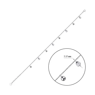 Браслет на ногу из серебра с фианитами (арт. 7509/2468)