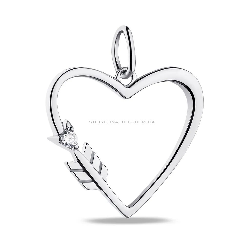 Срібний кулон Серце з фіанітом (арт. 7503/П2Ф/1063) - цена