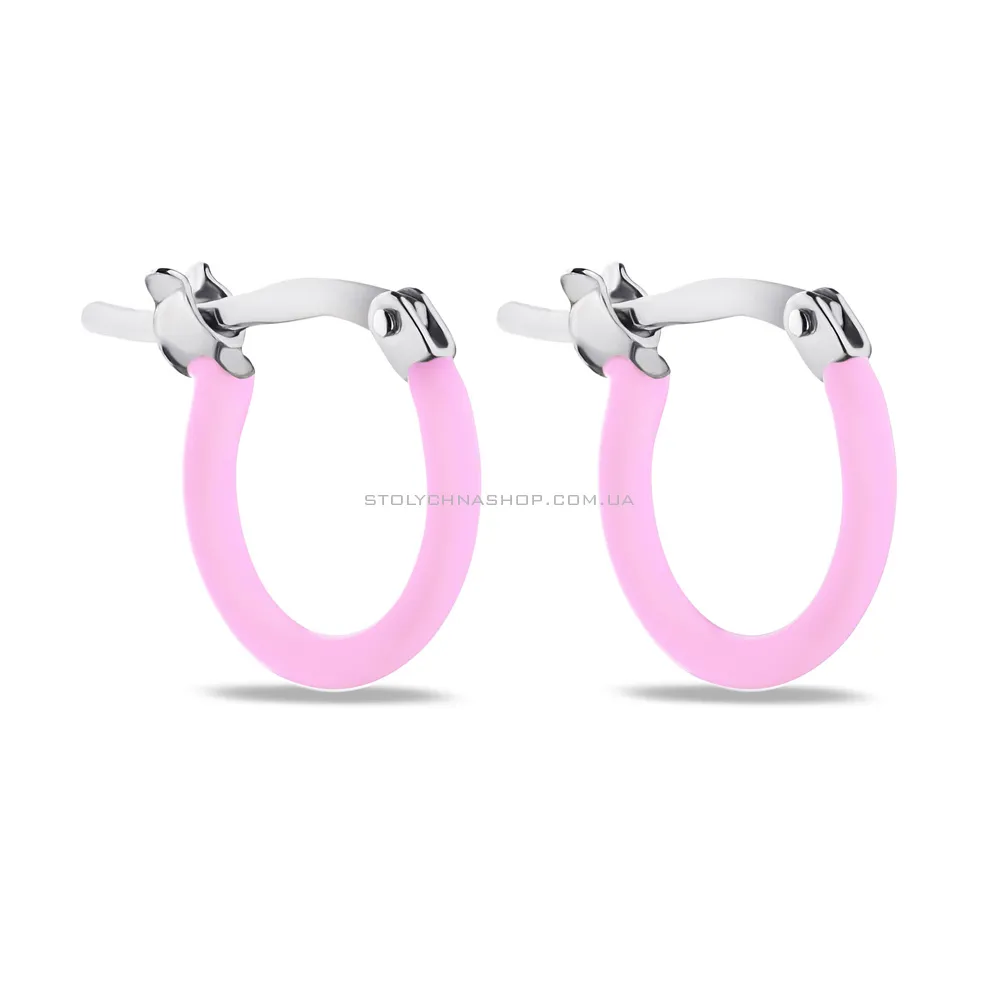 Срібні сережки з рожевою емаллю (арт. 7502/9369/10ер) - цена