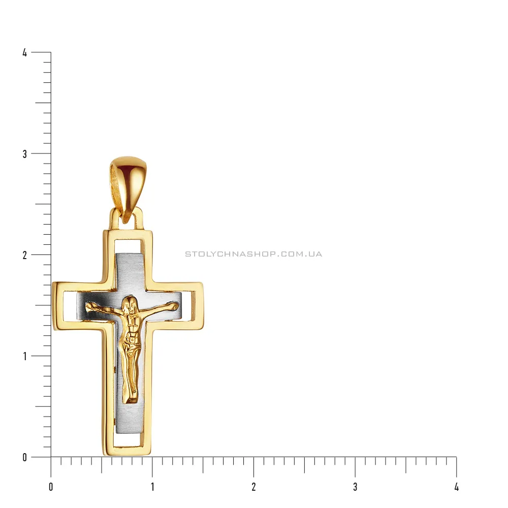 Крестик с распятием из желтого и белого золота (арт. 500646ж)