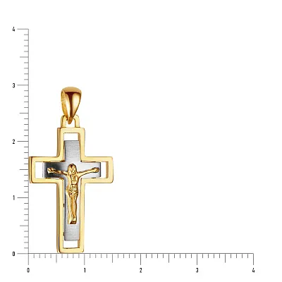 Крестик с распятием из желтого и белого золота (арт. 500646ж)