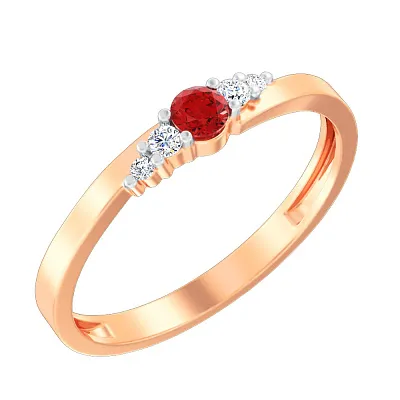 Золотое кольцо с рубином и бриллиантами (арт. К011064р)