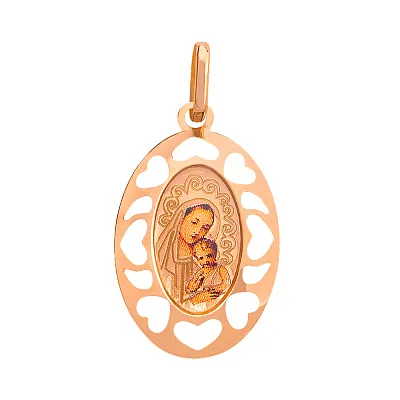 Золота ладанка іконка «Божа Матір з немовлям» (арт. 421056)