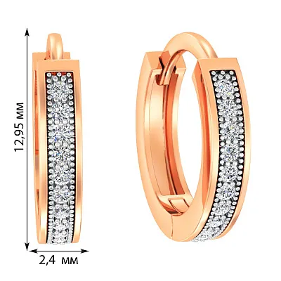 Золоті сережки-кільця з діамантами  (арт. С011559010)