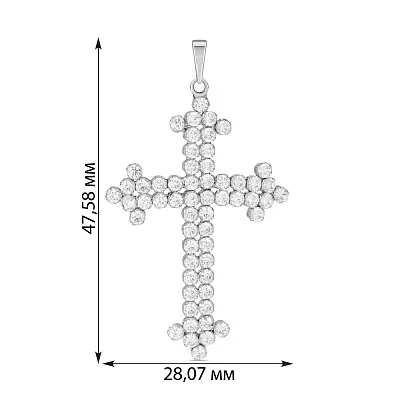 Хрестик з фіанітами з білого золота (арт. 422262б)