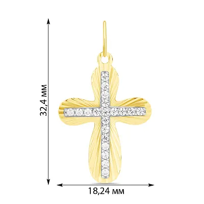 Золотий хрестик з фіанітами  (арт. 443822ж)