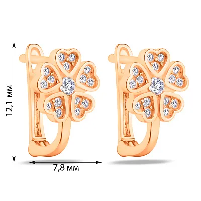 Дитячі золоті сережки «Квіточки» з фіанітами (арт. 107126)