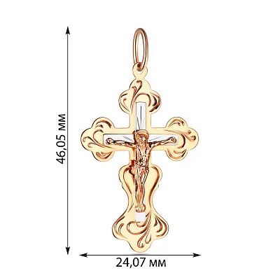 Натільний хрестик з розп'яттям з червоного золота (арт. 524301)