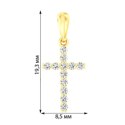 Хрестик з жовтого золота з діамантами  (арт. П011273015ж)