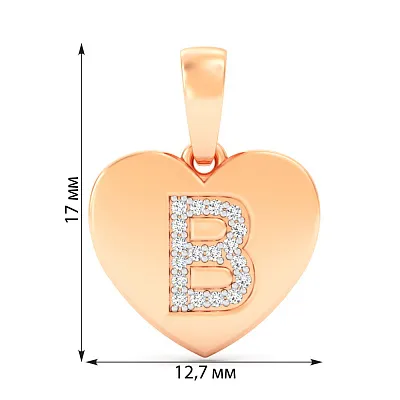 Золота підвіска Літера В з фіанітами (арт. 440981)