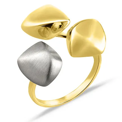 Массивное кольцо из желтого и белого золота (арт. 153607жб)