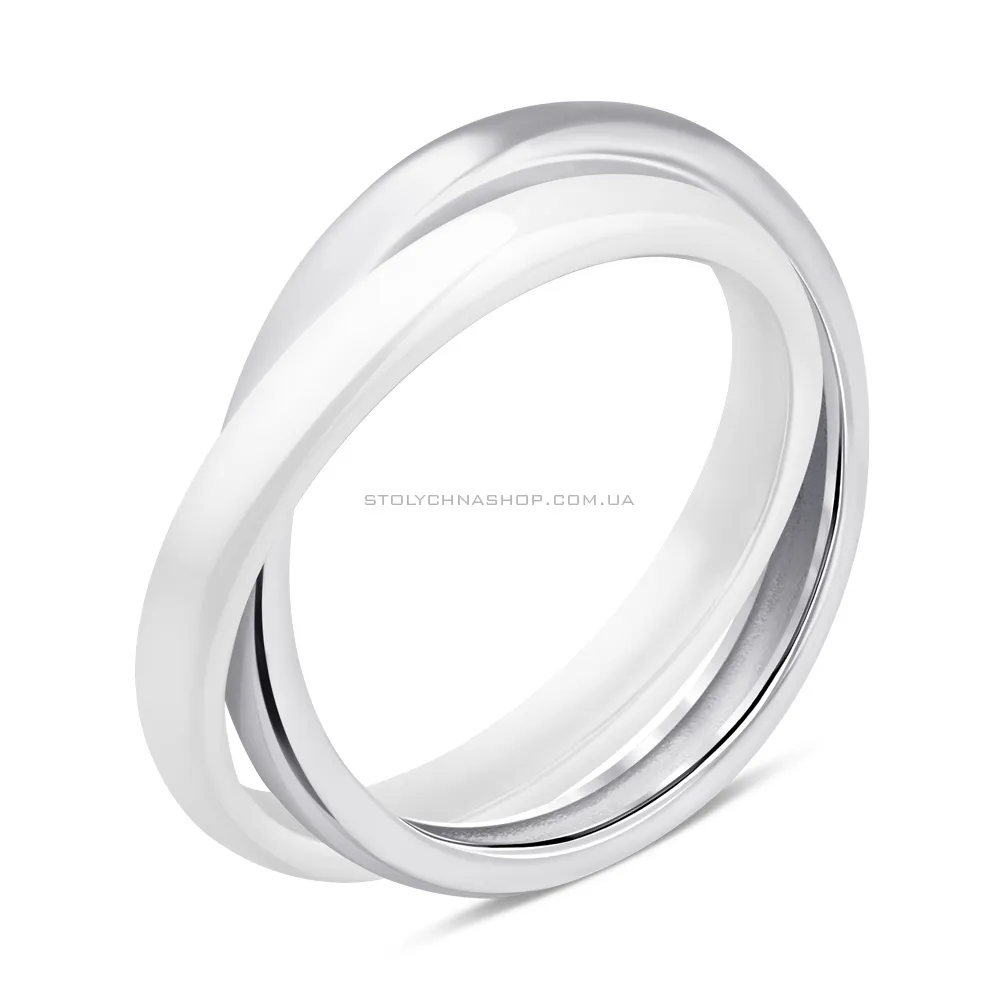Кольца из белой керамики и серебра (арт. 7501/К2К1/4052-18) - цена