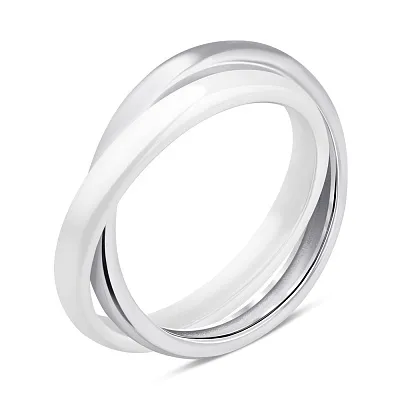Кольца из белой керамики и серебра (арт. 7501/К2К1/4052-18)