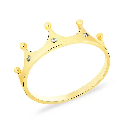 Золотое кольцо «Корона» с фианитами  (арт. 140708ж)
