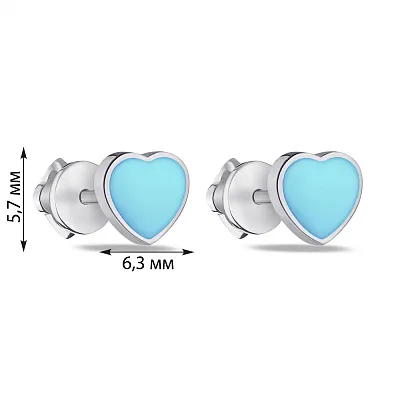 Сережки-пусети зі срібла Сердечка з емаллю (арт. 7518/797егсю)