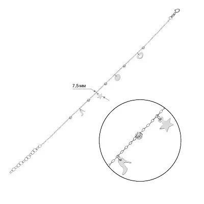 Браслет з білого золота з підвісками   (арт. 324870баП4)
