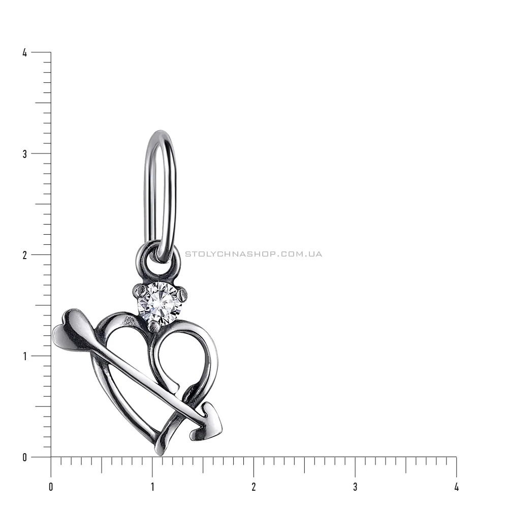 Серебряная подвеска «Сердце» с фианитом (арт. 7903/3243-ч)
