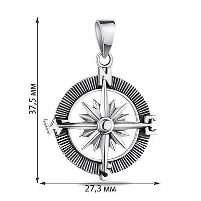 Серебряный подвес &quot;Компас&quot; с чернением  (арт. 7903/3601)