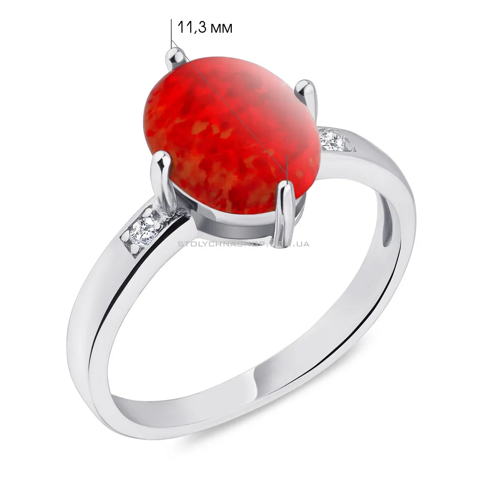 Серебряное кольцо с красным опалом и фианитами (арт. 7501/4724Пок) - 2 - цена