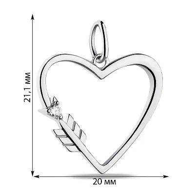 Серебряный кулон Сердце с фианитом (арт. 7503/П2Ф/1063)