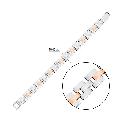 Широкий браслет зі срібла з золотими накладками для чоловіків  (арт. 7209/444/1брю)