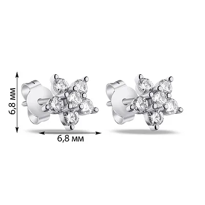 Сережки пусети зі срібла Квітка з фіанітами (арт. 7518/6535)