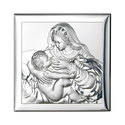 Икона серебряная &quot;Матерь с ребенком&quot; (120х120 мм) (арт. 80002.4L)