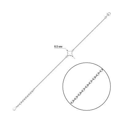 Серебряный браслет Клевер с белой эмалью (арт. 7509/4410/8еб)