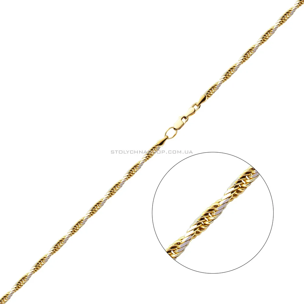 Цепочка плетения Жгут из желтого золота с родированием (арт. ц3017703жр) - цена