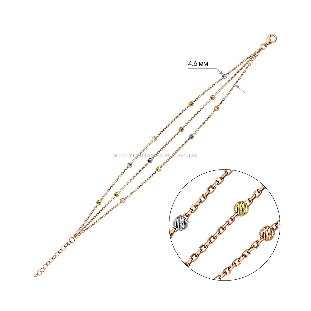 Браслет в комбинированном цвете золота (арт. 326223кбж) - 3 - цена