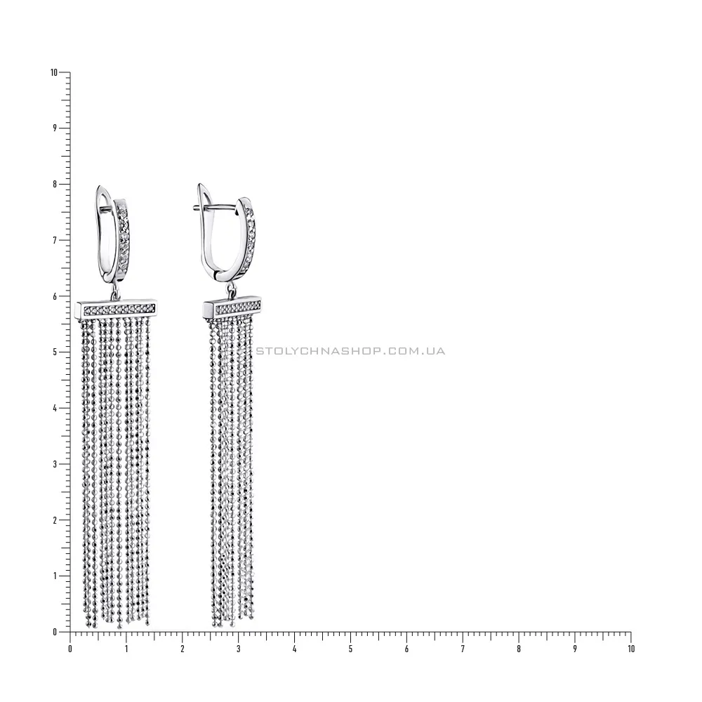 Серебряные серьги с подвесками и фианитами (арт. 7502/3185)