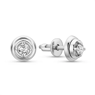 Серьги-пусеты из белого золота с бриллиантами  (арт. Т011039015бб)