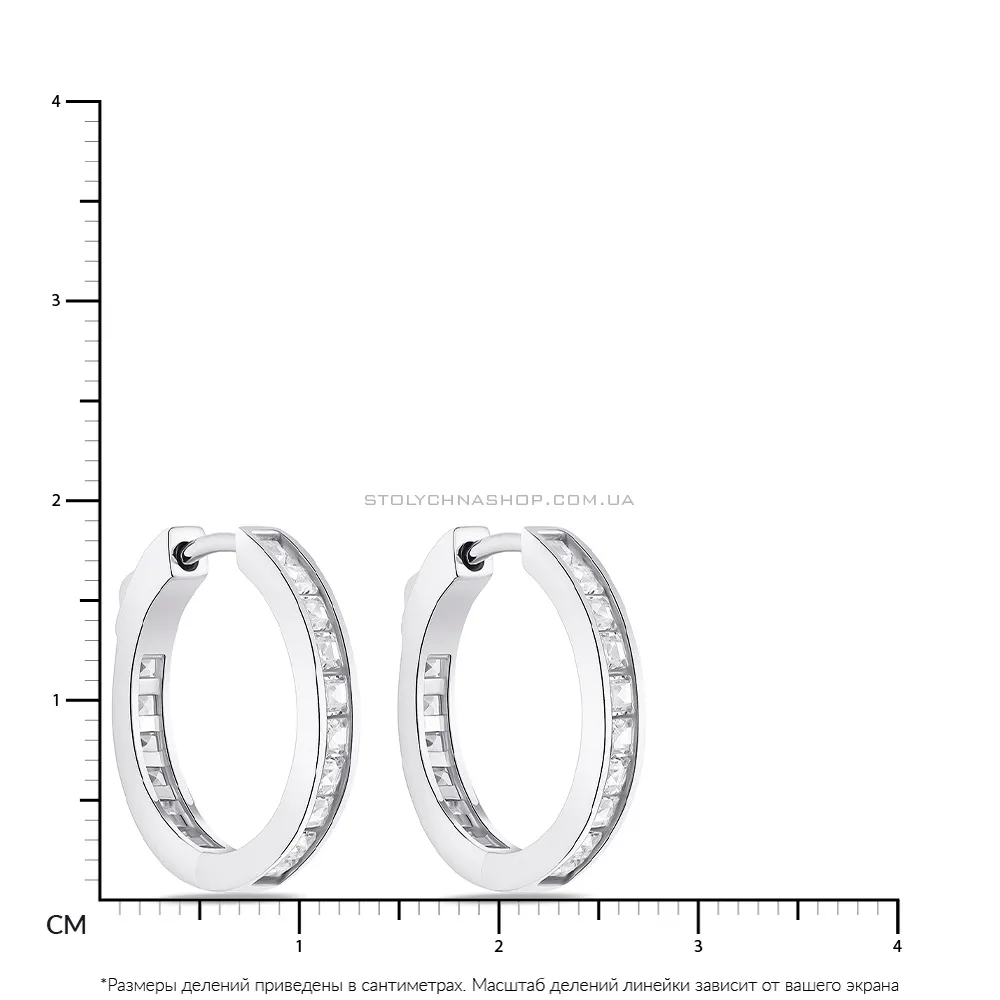 Сережки-кільця срібні з доріжкою з фіанітів  (арт. 7502/4752/20) - 2 - цена
