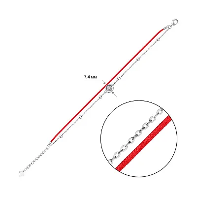 Браслет из серебра с красной нитью (арт. 7309/4708к)