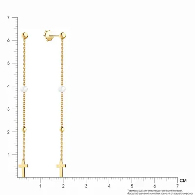 Золотые серьги-подвески с жемчугом  (арт. 106796жпрлб)