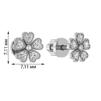 Золоті сережки пусети «Квіточки» з фіанітами (арт. 110354б)