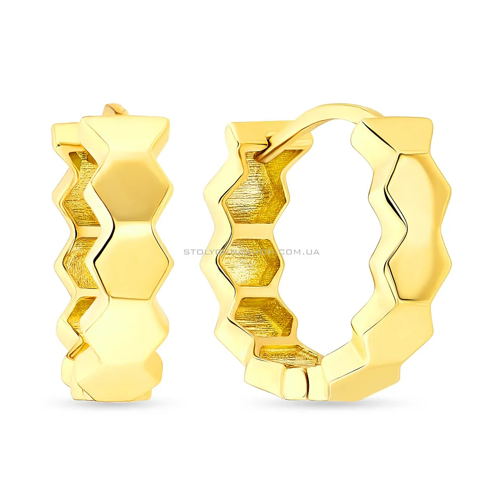 Сережки-кольца из желтого золота (арт. 107608/15ж)