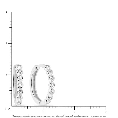 Серьги-кольца из белого золота с фианитами  (арт. 107838/15б)