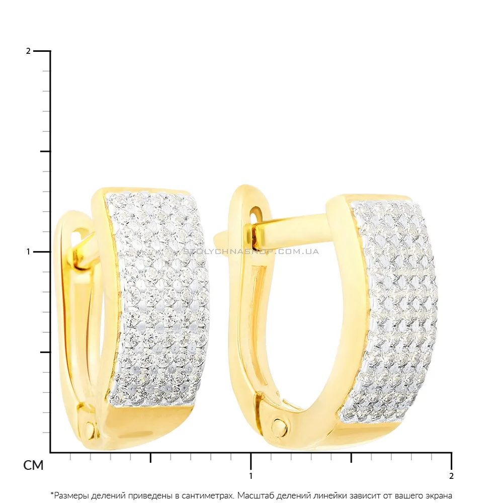 Золоті сережки з фіанітами (арт. 110431ж) - 2 - цена