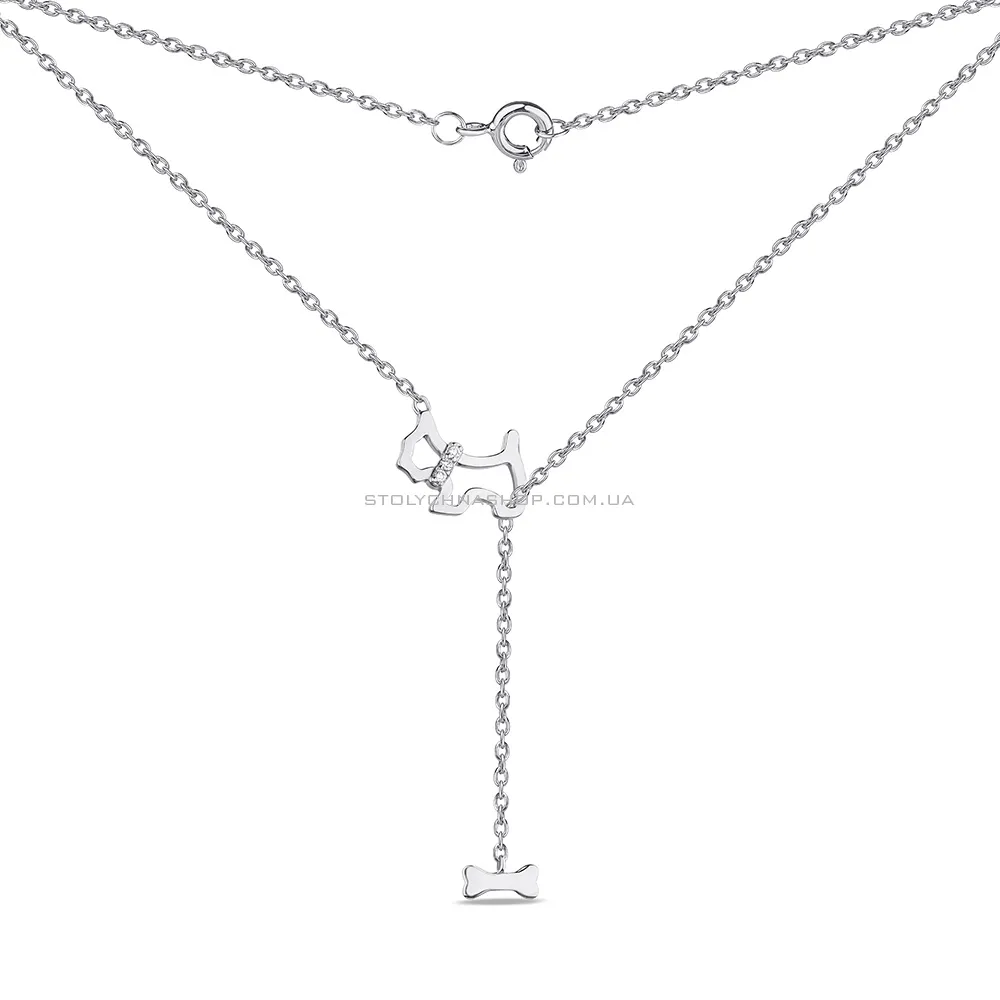 Серебряное колье-галстук с фианитами (арт. 7507/1026) - цена