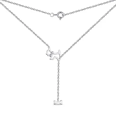 Серебряное колье-галстук с фианитами (арт. 7507/1026)