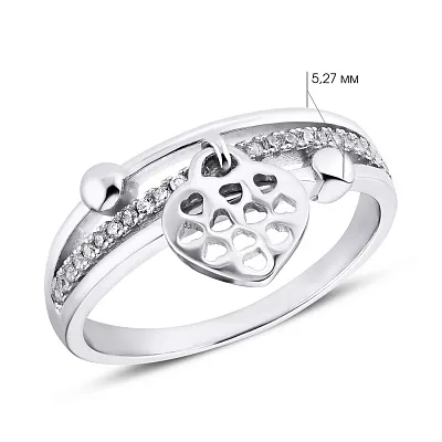 Серебряное кольцо «Сердечко» с фианитами  (арт. 7501/3857)