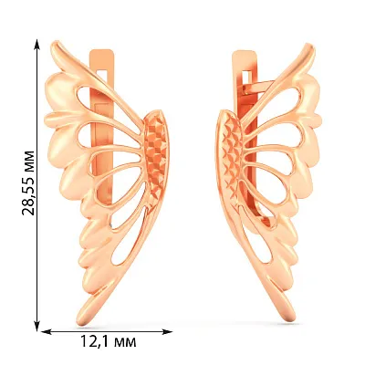 Серьги Крылья из красного золота (арт. 1101048а)