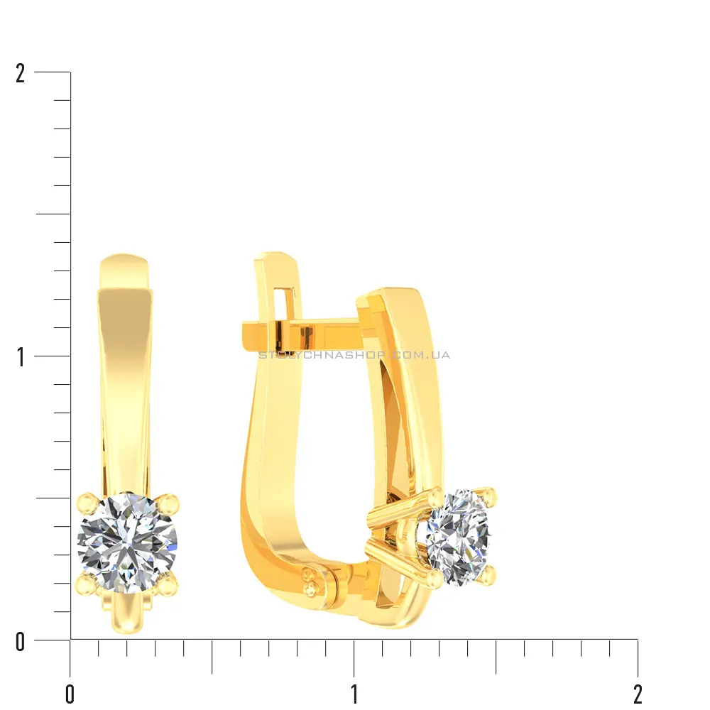 Золотые сережки в желтом цвете металла с фианитами (арт. 110529ж)