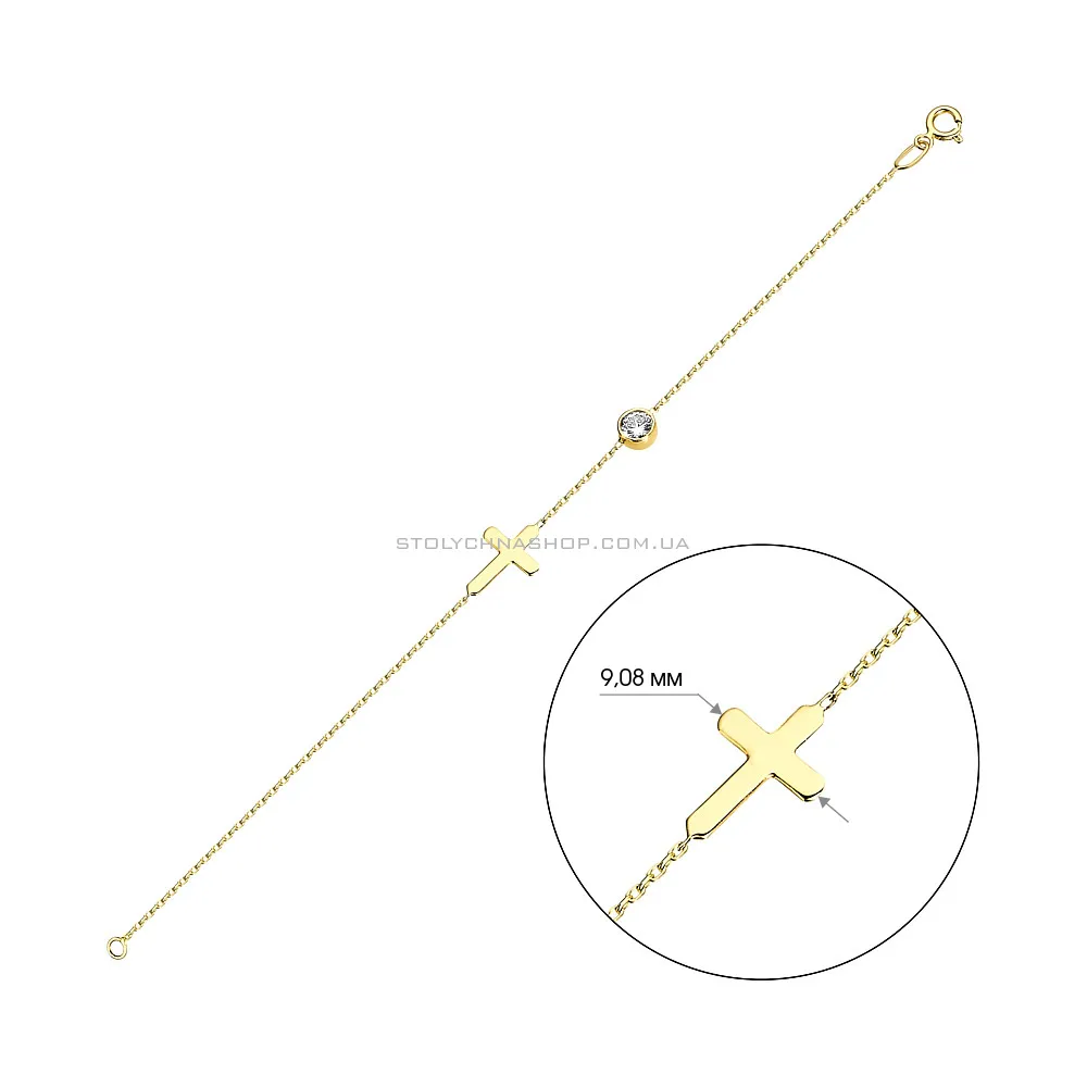Браслет з жовтого золота з хрестиком (арт. 323896ж) - 2 - цена
