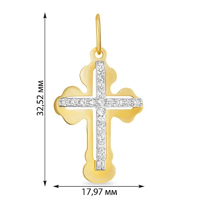 Хрестик з жовтого золота з фіанітами (арт. 500184ж)