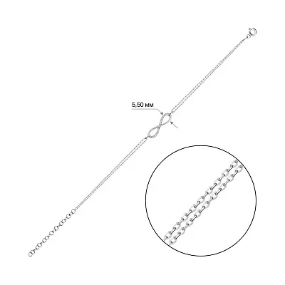 Подвійний браслет зі срібла з нескінченністю і з фіанітами  (арт. 7509/3228)