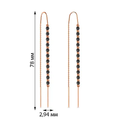 Сережки-протяжки золотые с ониксом (арт. 108296о)